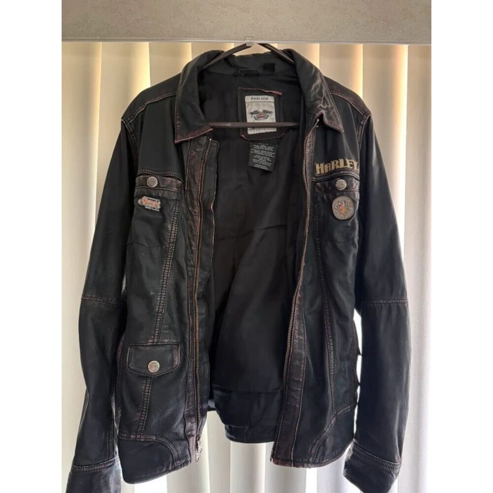 Vintage Leather Harley-Davidson Jacket Women's Sz L Brown/Pink